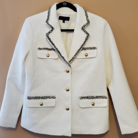 Talbots Tweedy Blazer with fringe trim - cream - Picture 11 of 12